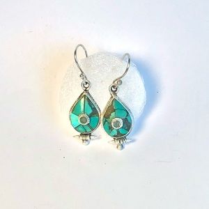 Silver Earring Turquoise Semi-precious Gemstone